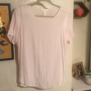 H&M White and Pink Patterned Blouse